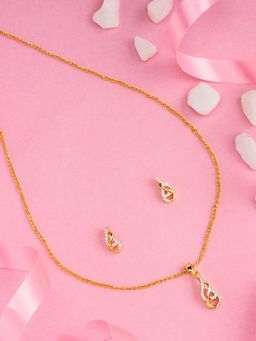 Estele - Gold Plated CZ Drop Designer Necklace Set for Women